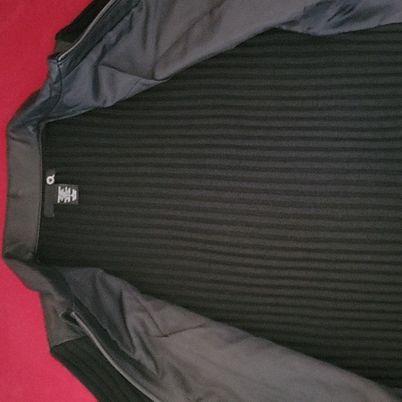 Leather & Wool Blend Knit Bikercore Moto Jacket Black size L - Picture 7 of 14